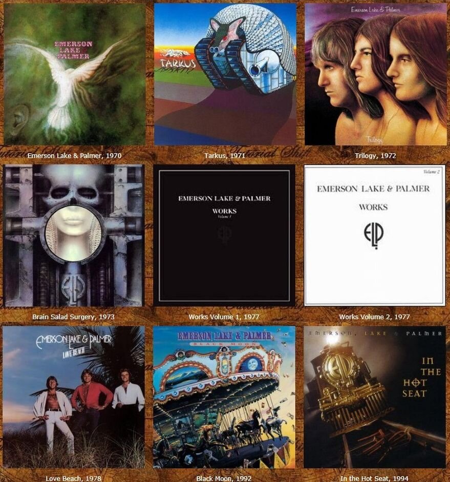 Основные студийные альбомы Emerson, Lake & Palmer 1970-1994 гг.