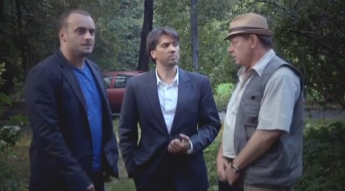 Максим Щеголев( Круглов), Денис Матросов (Удальцов), Вадим Андреев (Петров). Кадр из кинофильма "Профиль убийцы", 2012 г., режиссер Владимир Койфман, сценарист Максим Есаулов, композитор Виталий Истомин. Скриншот кадра