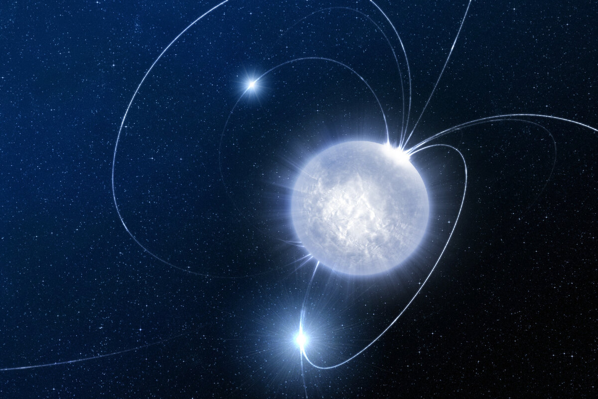 Нейтронные звезды, помимо всего прочего, ещё очень быстро вращаются, тем самым создавая сильнейшие магнитные поля