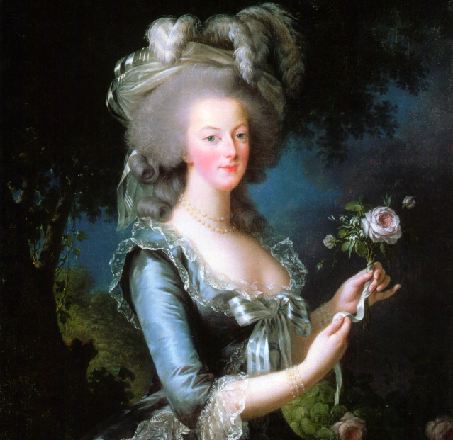 Фрагмент картины «Мария-Антуанетта с розой» французской художницы Элизабет Виже-Лебрен, 1783 год 