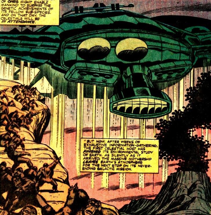 Прибытие Целестиалов на Землю в комиксах Марвел. Кораль Целестиалов из комиксов