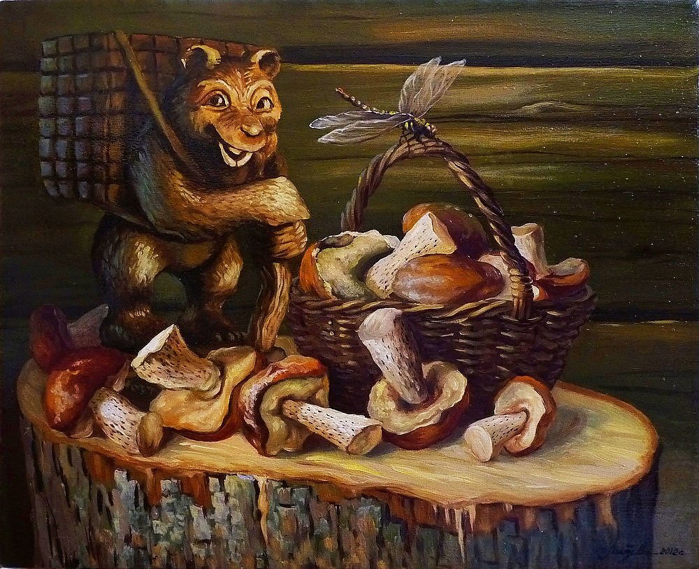 Геннадий Литвиненко, "Натюрморт с грибами", масло, акрил,Ростов-на-Дону, 2012