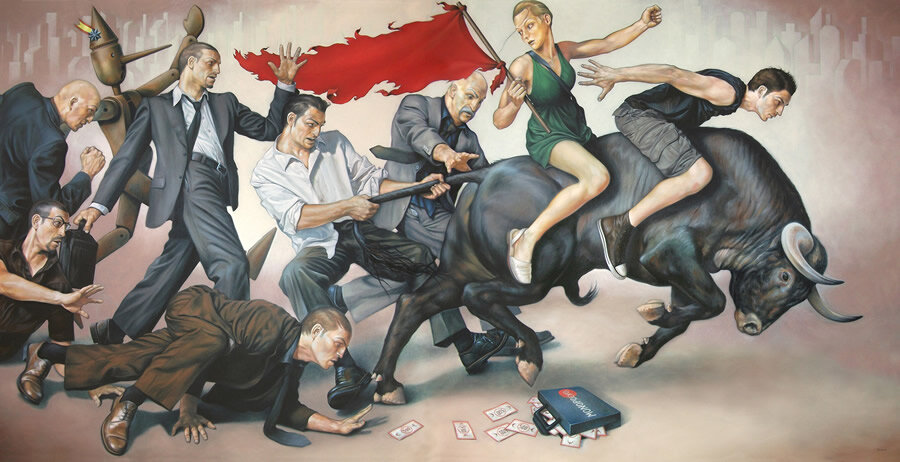 Фрэн Рекача. Спасение Быка. Холст, масло. 2011