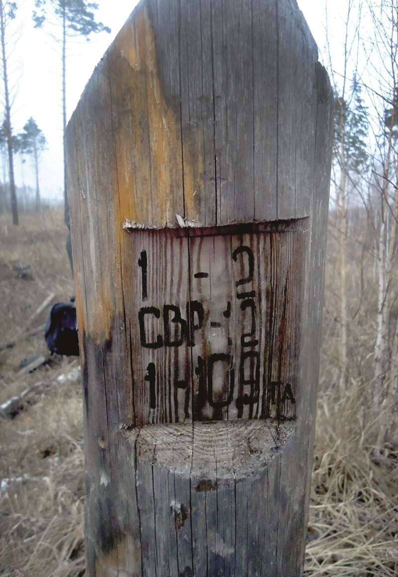 Столб находится в центре бугра.