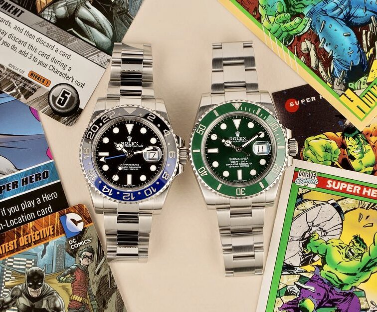 Слева GMT (бэтмен), справа Submariner (Халк)