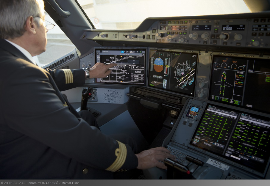 Кабина пилотов А350. Фото: Airbus
