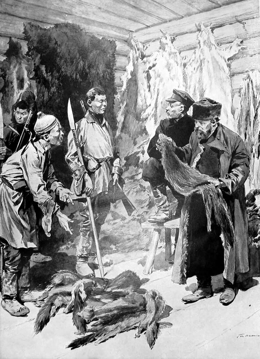 Рисунок 2. Картина «Якутские тунгусы торгуются с русскими торговцами пушнины». Фредерик де Ханен.