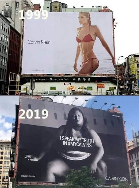 Мем с просторов интернета. Как изменилась наружная реклама Кельвин Кляйн за 20 лет