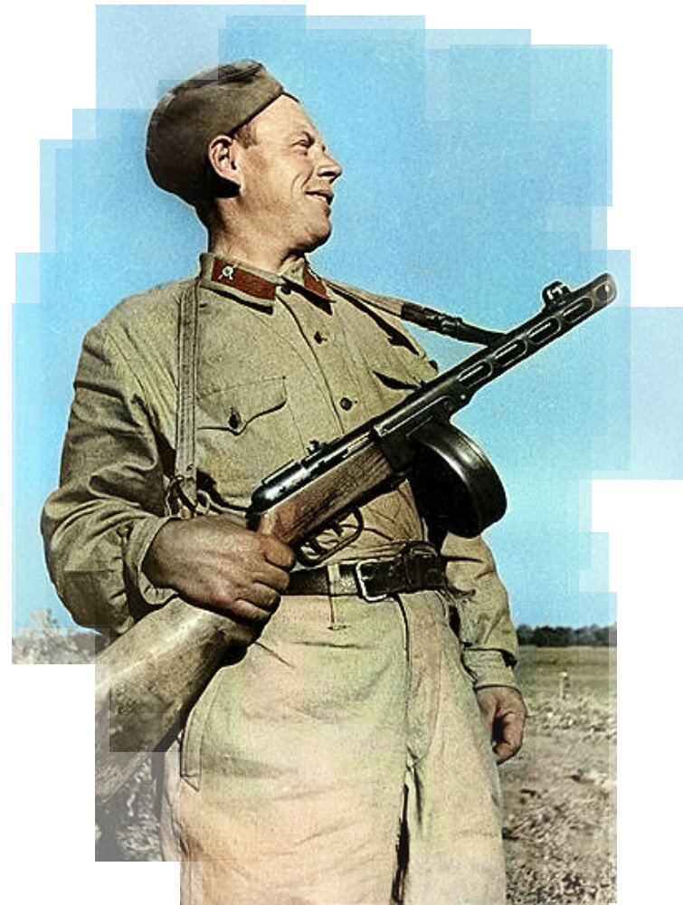 Герой Советского Союза бронебойщик 84-го стрелкового полка 33-й гвардейской стрелковой дивизии Сталинградского фронта гвардии младший сержант Петр Осипович Болото (на фото с петлицами рядового стрелка). 1942 г. Автор: Виктор Темин. Источник: waralbum.ru. Фотография использована в качестве иллюстрации.