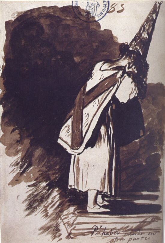 Человек, осуждённый инквизицией. Рисунок Ф. Гойи. Альбом С. Лист № 85. Мадрид. Музеи Прадо. 1808 – 1814 гг.