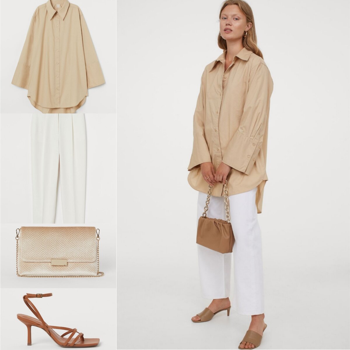 Рубашка (арт. 0904452005) - 2999 руб; брюки (арт. 0887904003 ) - 2299 руб; босоножки (арт. 0889664001) - 1899 руб; клатч (арт.076171700200 ) - 1599 руб.