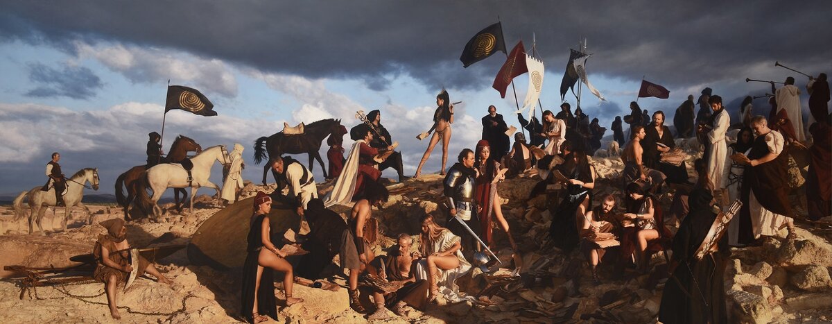 Геннадий Улыбин. "Дневники Всадников Апокалипсиса". Холст, масло. 230х580