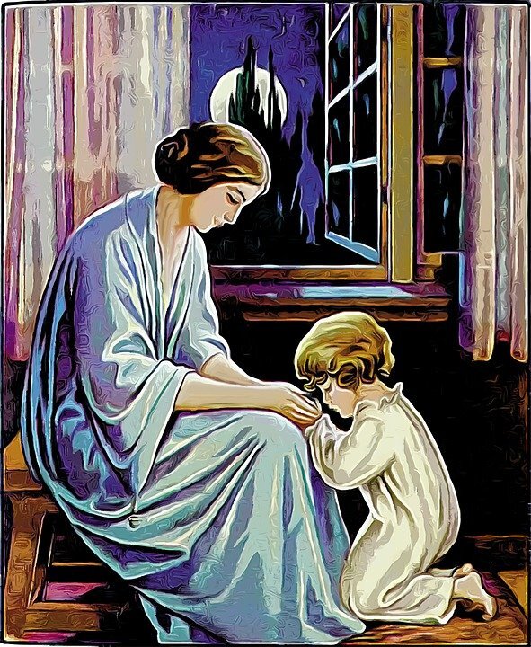 Сидел перед мамой. Поклон матери. Родители и дети молятся. Ребенок молится картина. Смиренный ребенок.
