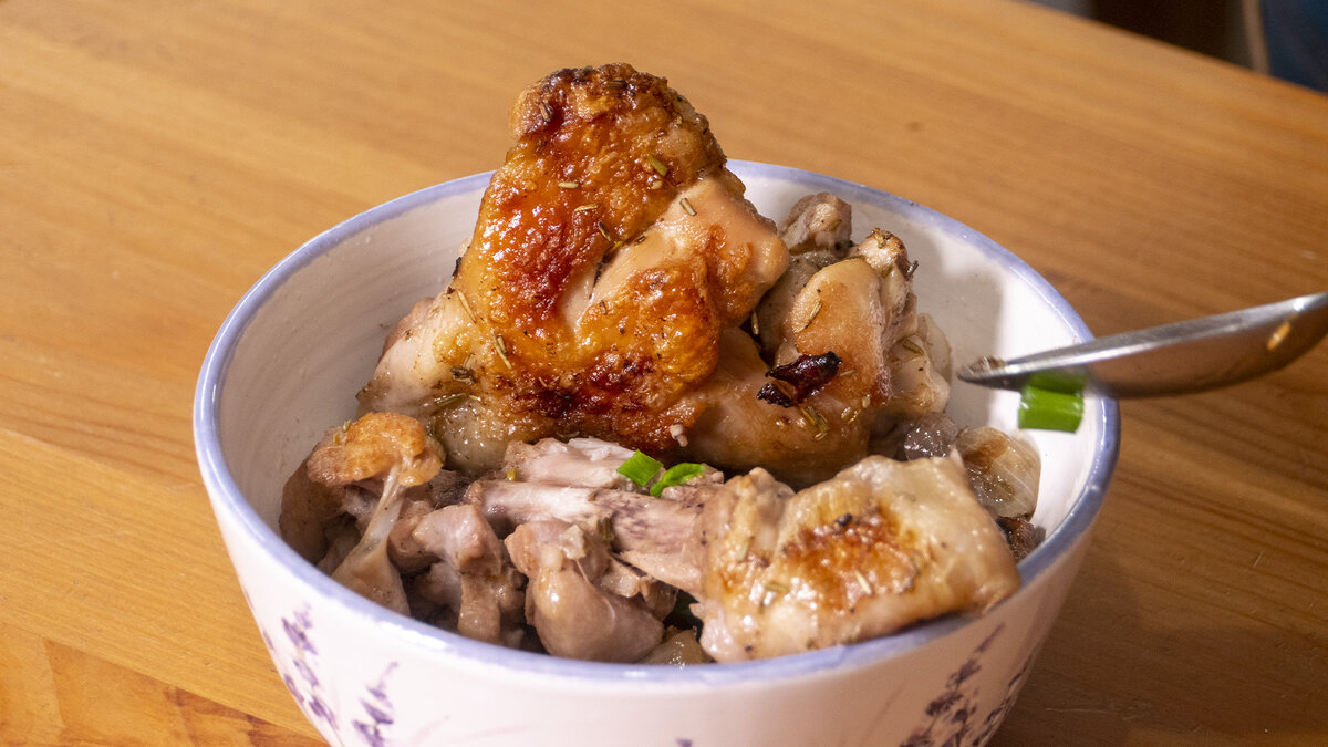 Курочка с грибами на пивной бане