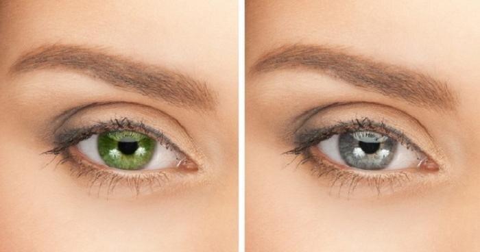 Осветление зелёного глаза до серого.