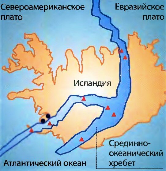 Карта Срединно-Атлантического хребта Исландии