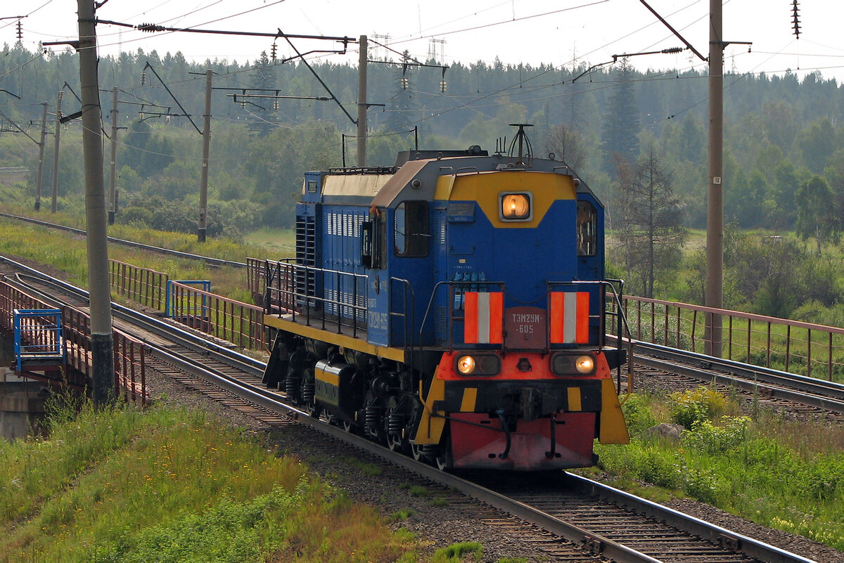 Тепловоз ТЭМ2УМ-605, перегон Моргудон - Вихоревка, Иркутская область