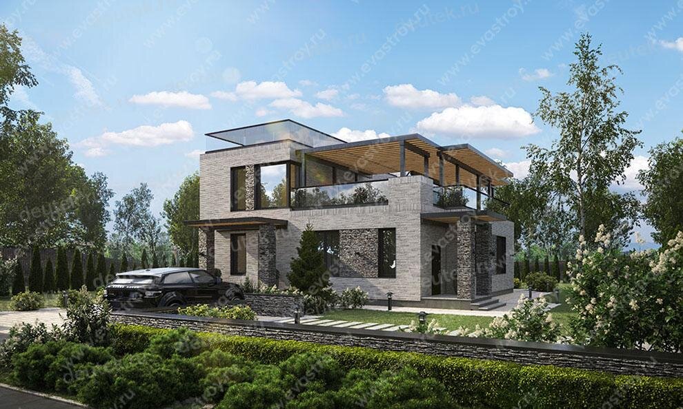 Проект трехэтажного дома 352 м2 с террасой на третьем этаже - LK-33