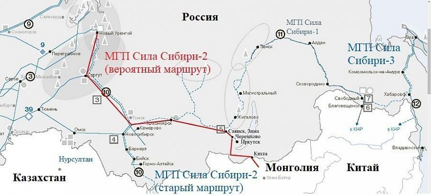 Сила сибири 2 маршрут трассы карта через монголию