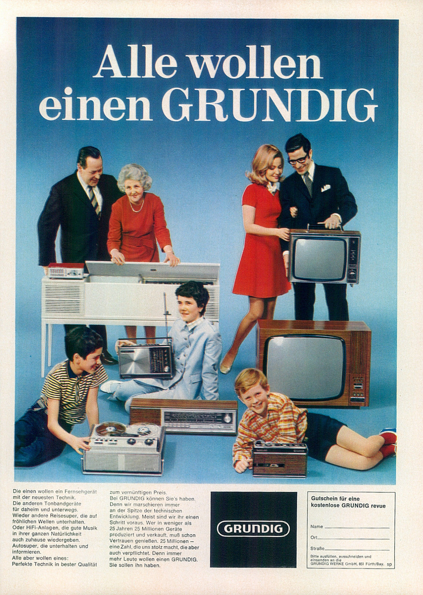 Старая реклама: «У Grundig есть техника для всей семьи». Источник: flashbak.com
