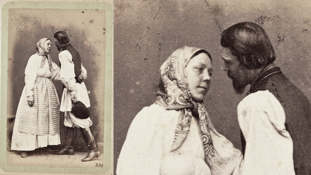 Влюбленные из народа. Здесь и далее — фотографии из альбома «Les Types Russes» («Типы русских»), 1860-1870 гг. © Музей Гетти, Калифорния