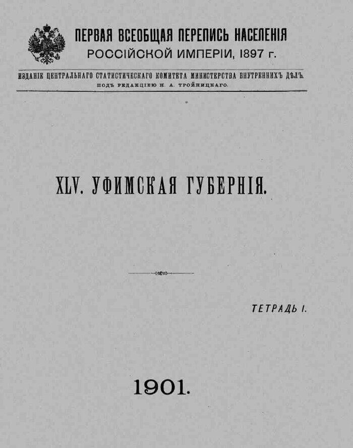 Первая Всеобщая перепись населения Российской империи 1897 г.