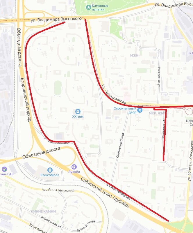 День 153. Сыромолотова - Панельная - Новгородцевой (Екатеринбург) © Яндекс