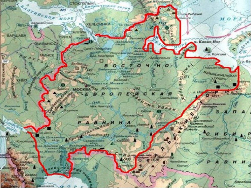 Восточно европейская равнина какие крупные города. Восточно-европейская равнина на карте России. Границы Восточно европейской равнины на контурной карте. Восточно европейская равнина граница РФ. Низменности Восточно европейской равнины на карте.