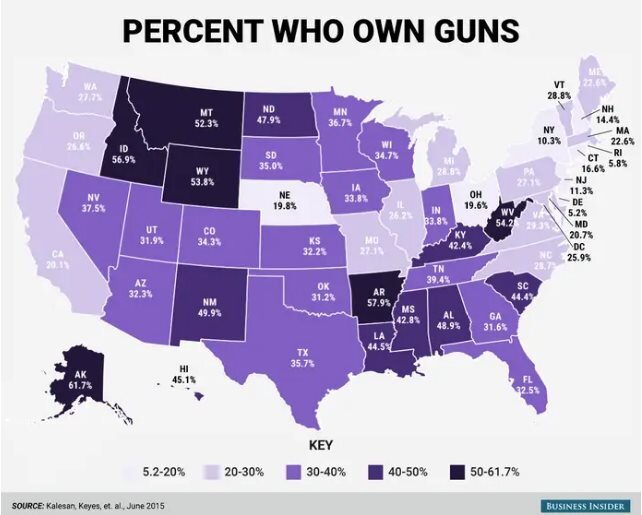 Владение оружием по штатам США