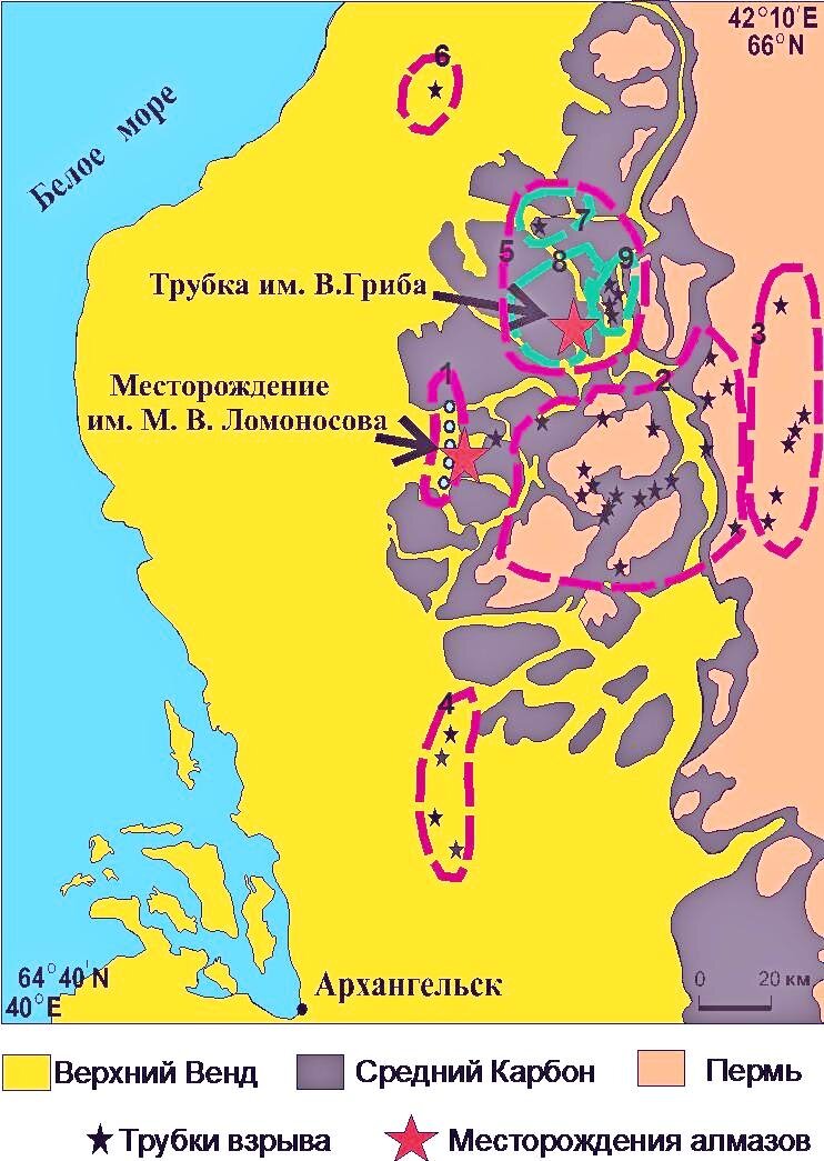 Алмазы архангельской области карта