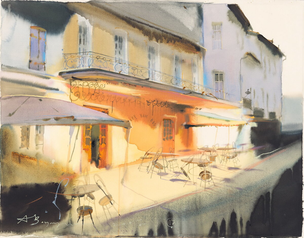 Аруш Воцмуш. Пьяные стулья. Акварель