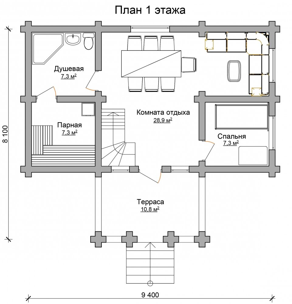 Планировка бани гостевого дома