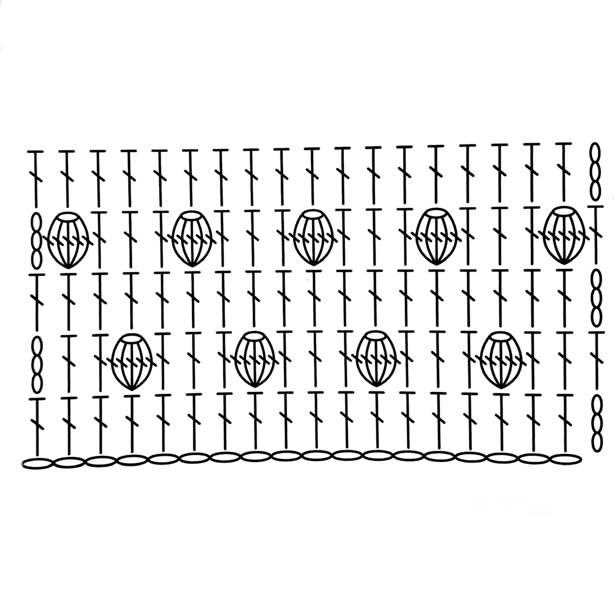 Узор попкорн крючком по кругу схемы