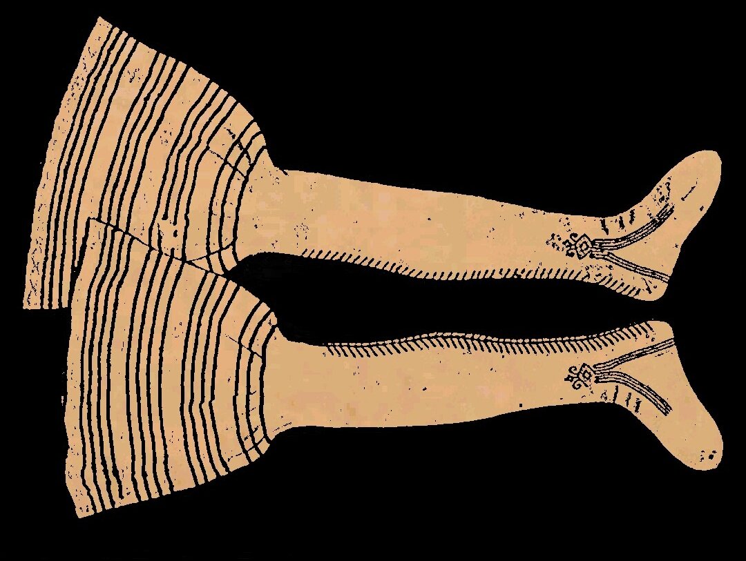 Чулки Августа Саксонского, 1548 г. Общая длина — 57 см, длина стопы — 26 см.