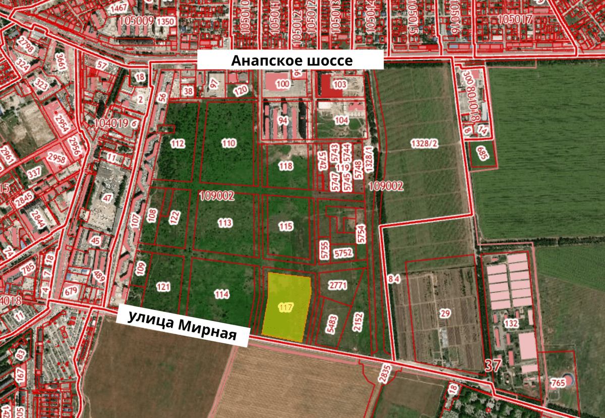 Спорный участок на кадастровой карте