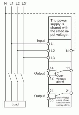 Схема подключения реле контроля напряжения от OMRON