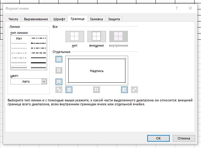 Формат ячеек