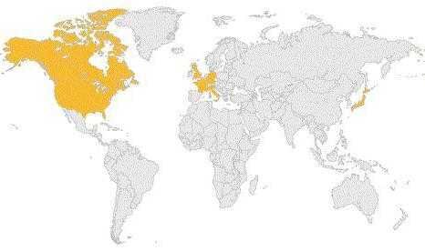 Страны G 7 выделены жёлтым цветом.
