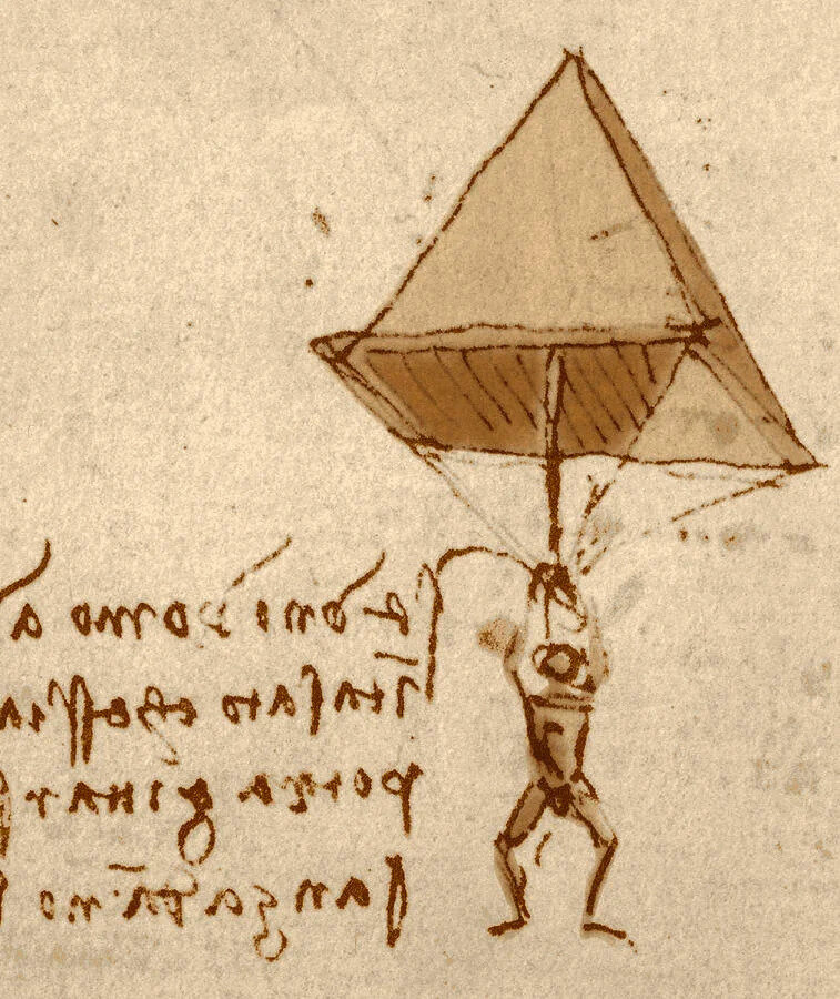 Рисунок парашюта. Леонардо да Винчи