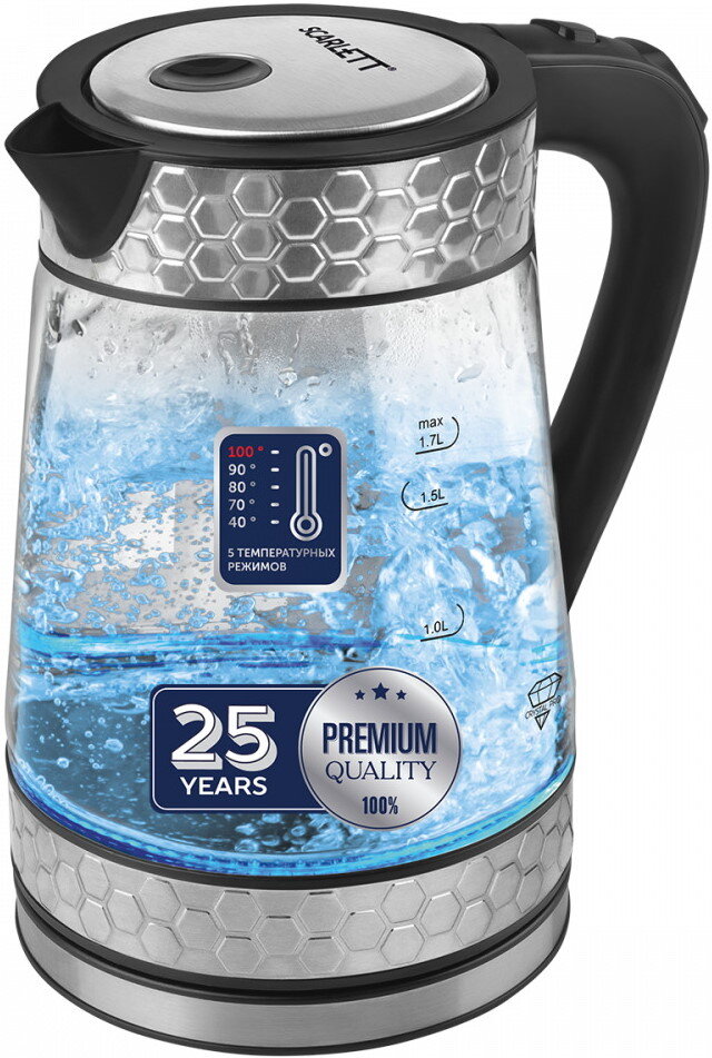 Преимущества: низкая цена, 5 режимов нагрева, высокая мощность нагревательного элемента, колба из термостойкого стекла Crystal Pro, цветовая подсветка температурных режимов.