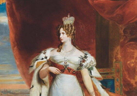 Императрица Александра Федоровна, супруга Николая I , для портрета она позирует в франж-тиаре, надев ее как ожерелье