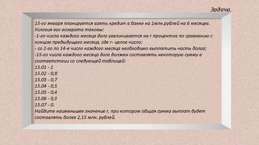 15 Января планируется взять кредит в банке на 19 месяцев. 15 Января планируется взять кредит в банке на 39 месяцев.