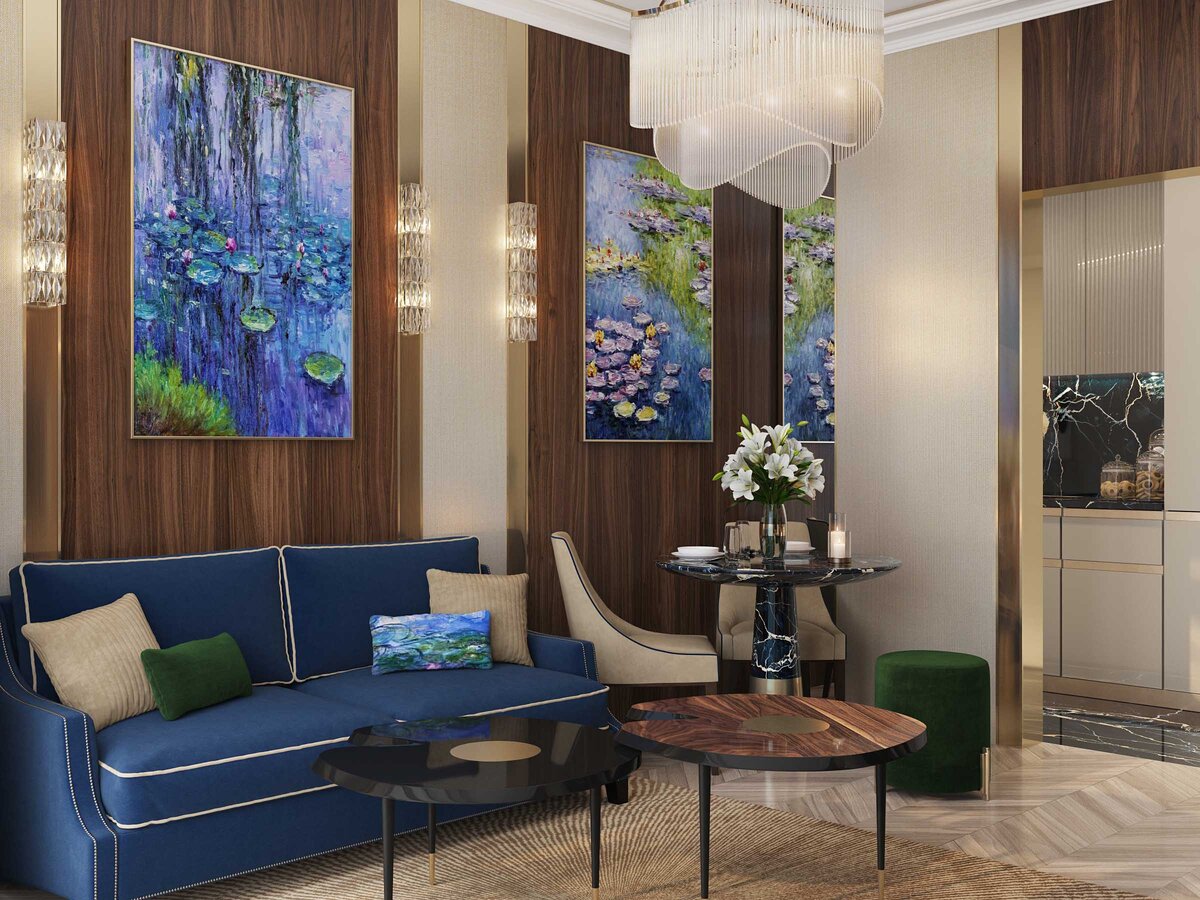 Интерьер апартаментного комплекса Моне от Golden Heads. 