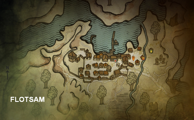 Город Флотзам на карте.