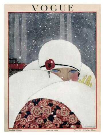 Жорж Лепап. Обложка "Vogue". Женщина в мехах. 1919 год.