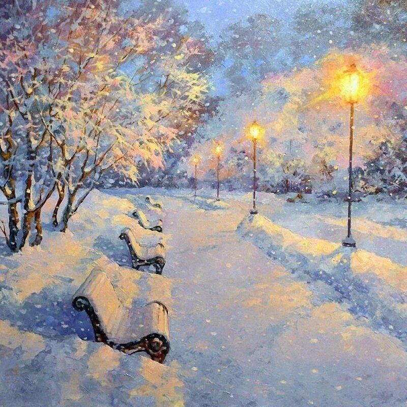 ЗИМНИЙ  ВЕЧЕР.  Художник Дмитрий Лёвин