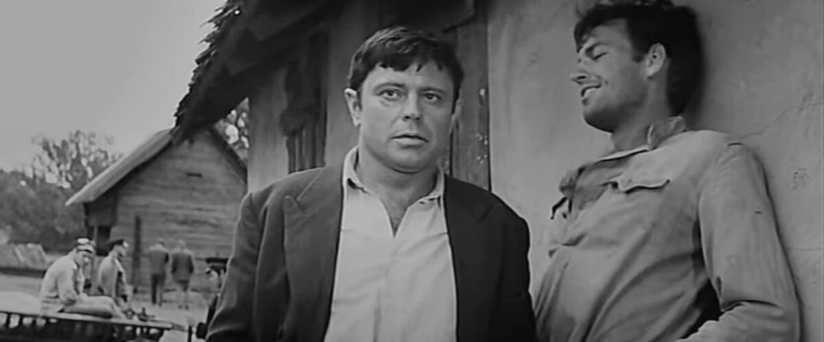 Донатас Банионис и Регимантас Адомайтис. Кадр из кинофильма "Никто не хотел умирать" , 1965 г., режиссер и сценарист Витаутас Жалакявичюс, композитор Альгимантас Апанавичюс (скриншот)