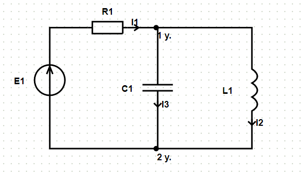 Схема с отображением номеров узлов и направлений токов