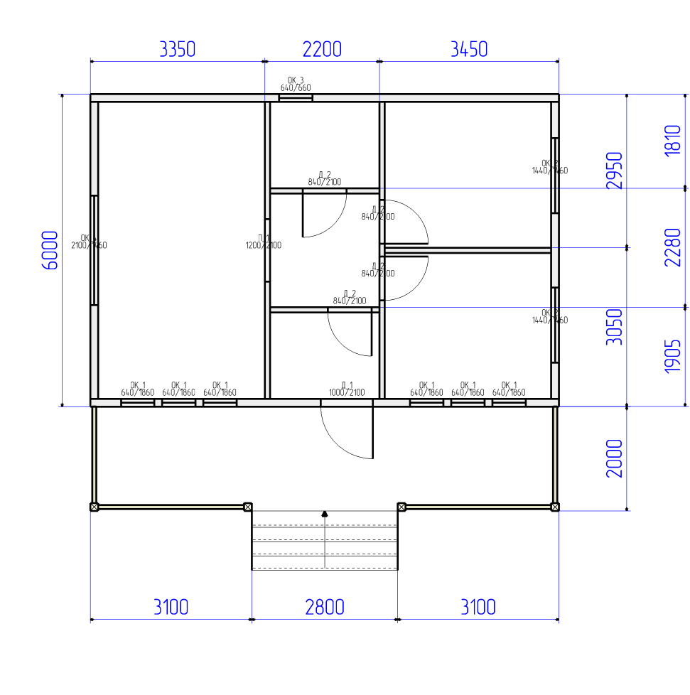 План нашего домика после зеркального отражения и "обрезки" кладовки