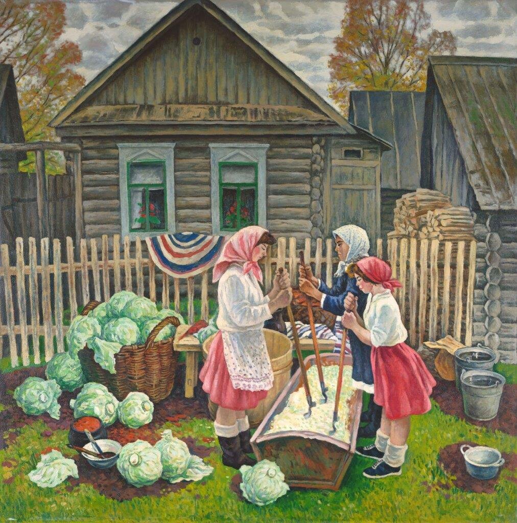 "КАПУСТУ РУБЯТ" Художник Владимир Павликов